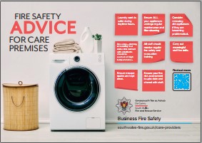 Picture of tumble dryer with safety tips for care premises